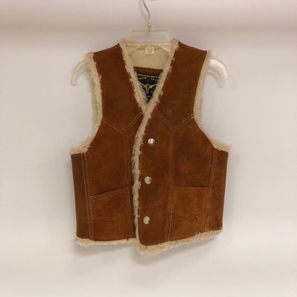 Vintage Other - VINTAGE ARIZONA BRAND GENUINE LEATHER LITTLE BOYS SHERLING STYLE VEST SZ SMALL